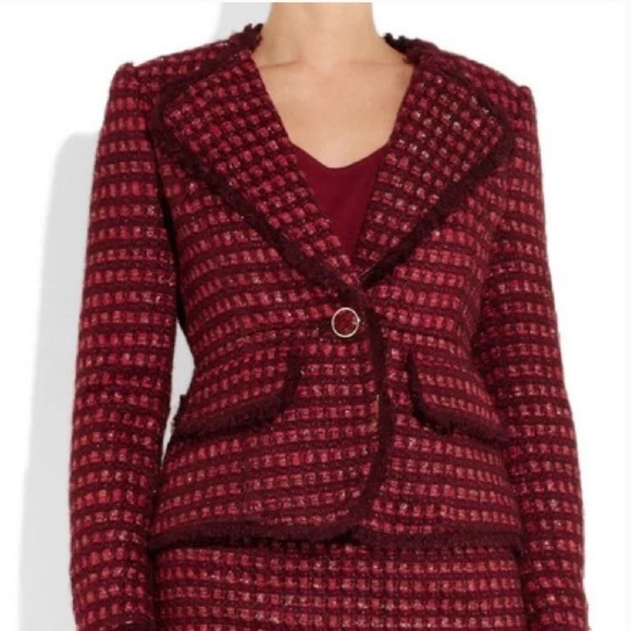 Tory Burch- “Victory” Tweed Blazer Jacket with stringed Trim - Picture 3 of 10